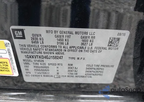 2016 GMC Acadia Denali z USA, uszkodzony, nr VIN 1GKKVTKD4GJ158247